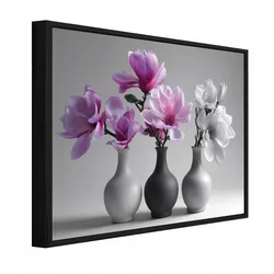BILDER mit Rahmen Blumen in einer Vase Natur Rosa 60x40 cm