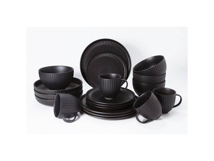 Novel Kombiservice Spacetime, Schwarz, Keramik, 20-teilig, 350 ml,350 ml,1000 ml, Lfgb, Geschirr, Geschirrsets, Kombiservice