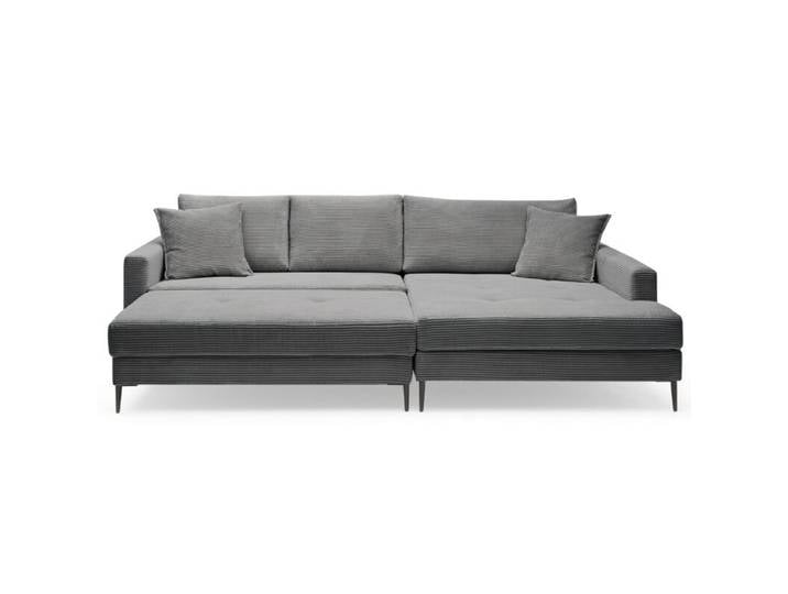 Trendstore Hilary Ecksofa in Cord mit Megahocker - Cord Zoom graphit - rechts Modern