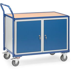 Fetra Werkstattwagen 2633, Tragkraft 300 kg, Holz-Arbeitsplatte, 1000 x 600 mm, mit 2 Türen