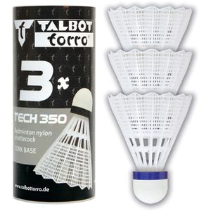 Talbot-Torro Badminton-Bälle Tech 350, Trainingsball, mittel, weiß, 3 Stück