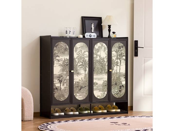 Armoire à chaussures en bambou de style ancien, armoire à chaussures respirante en rotin, armoire de rangement pour salon, cuisine, salle à manger