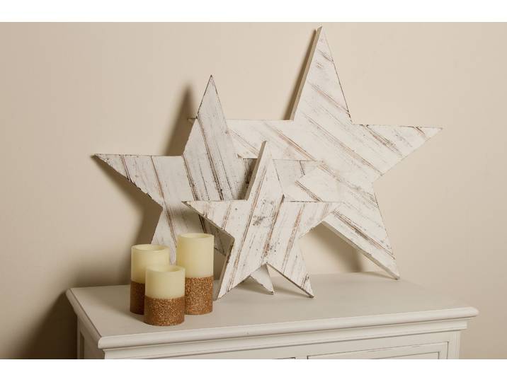 Dekostern Weihnachtsstern, Dasher, Weihnachtsdeko , weiß, Holzwerkstoff, MYFLAIR MÖBEL & ACCESSOIRES, Dekosterne, Dekostern, aus Holz, in drei verschiedenen Größen