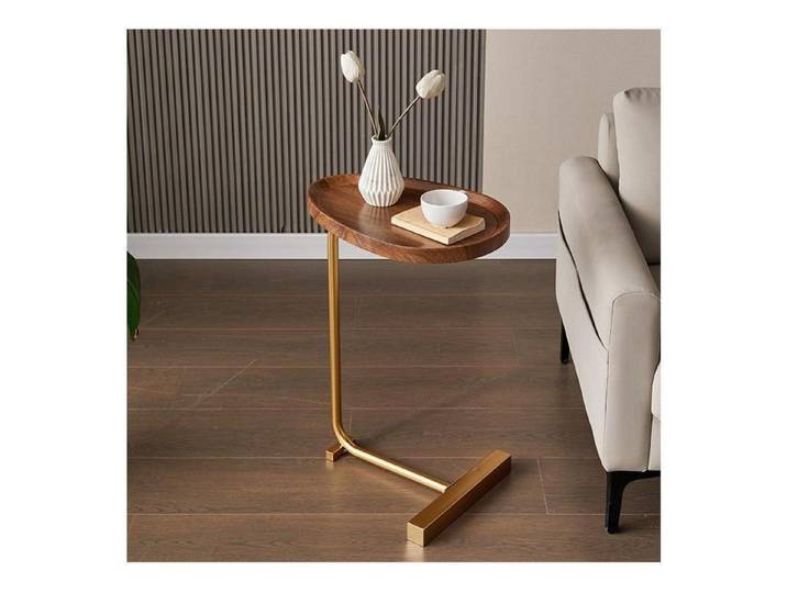 LuxusKollektion Beistelltisch C-Beistelltisch oval goldbraun 45x30x70cm (1-St)