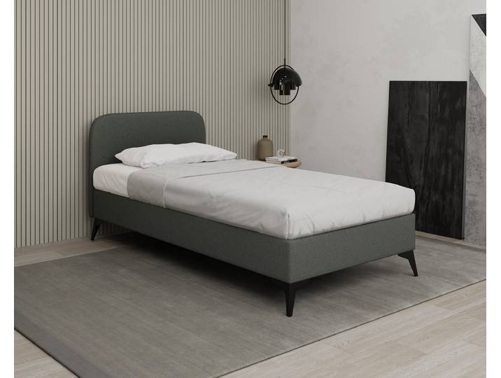 MAVILO 100x200cm, Polsterbett, Einzelbett, Stoff Grau - Raven 10