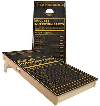 Skip's Garage Success Nutrition Facts Outdoor Cornhole Board Set