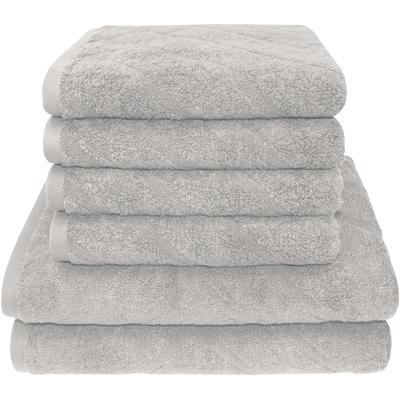 Handtuch Set DYCKHOFF "City Lights", silber, 6 Stk., Walkfrottier, Walkfrottier, Obermaterial: 100% Baumwolle, Handtuch-Sets, 4 Handtücher (50x100cm), 2 Duschtücher (70x140cm)