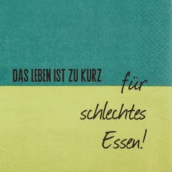 Serviette Leben zu kurz 20tlg. Papier Bunt