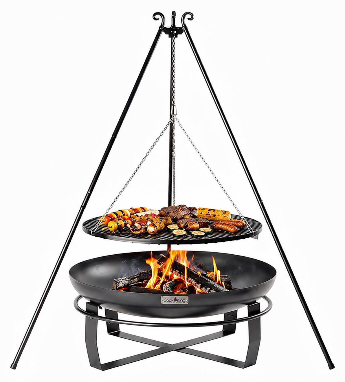 CookKing Schwenkgrill Set Viking 2 mit Feuerschale, Dreibein und Grillrost