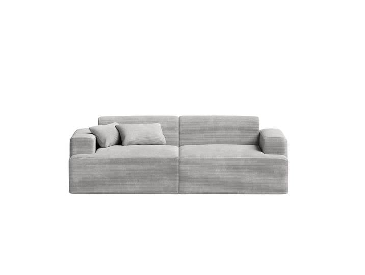 skølm Sofa Freki aus Cord, Vollschaumcouch mit Federkern und Vakuum-Kompression, Grau, Couch 2 Sitzer mit 2 Kissen, kein Aufbau erforderlich, 230 cm breit, gepolstert, vakuumiert