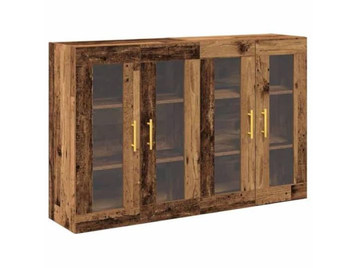 KPOTUERTU Wandschränke 2 Stück Altholz 69,5 x 34 x 90 cm Holzwerkstoff Glastüren, Brett-Regale, schlanke Griffe, minimaler Pflegeaufwand, Wohnzimmer