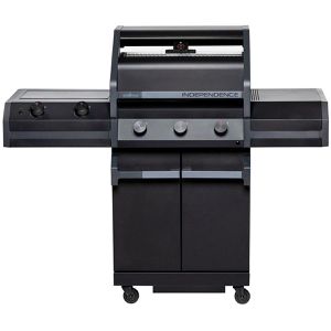 Grillfürst Gasgrill Independence P330G, schwarz, 3 Brenner, Edelstahl, mit Thermometer und Ablagen, 10,2 KW