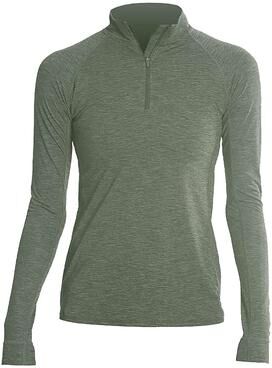 Anetik WSFLTL0 Women's Flight Tech Quarter-Zip Pullover T-Shirt in Dark Olive Heathered size Small
