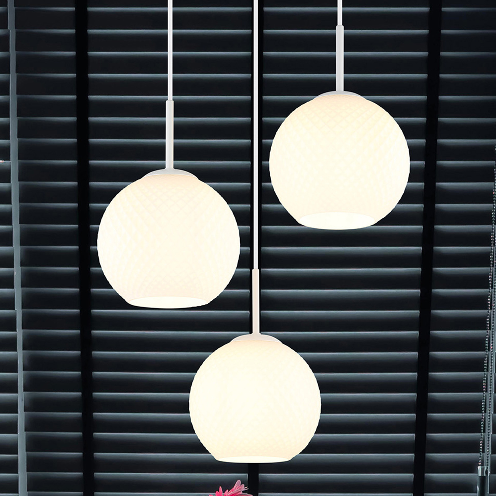 Globo Andre 3-lichts design hanglamp wit rond met glas en metaal E27