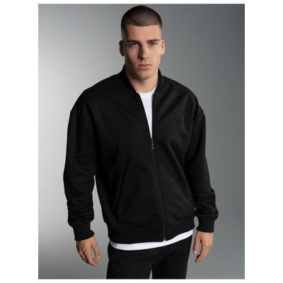 Sweatjacke TRIGEMA "TRIGEMA Collegejacke in weicher Sweat-Qualität", Herren, Gr. S, schwarz, Sweatware, 70% Baumwolle, 30% Polyester, Basic, Sweatjacken Sweatjacke