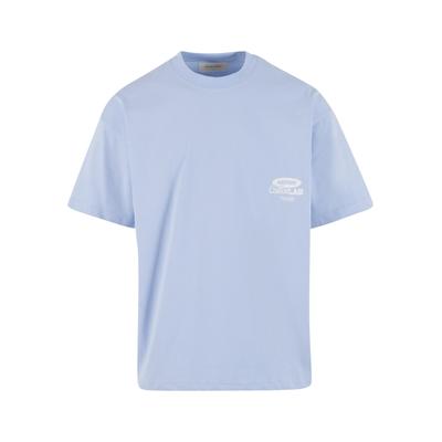 T-Shirt ANOTHER COTTON LAB "Another Cotton Lab Analog Diaries Oversized Tshirt", Damen, Gr. M, blau, 100% Baumwolle, bedruckt, loose fit, Rundhals, Shirts T-Shirt