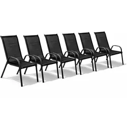Mojawo 6er Outdoorstuhl Gartenstuhl Stapelstuhl Metall Anthrazit schwarz