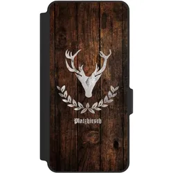 Nivocase Klapphülle für Xiaomi Redmi Note 14 5G Handyhülle aus Kunst Leder NIVOflip schwarz Hirsch Holz (Xiaomi Redmi Note 14 5G), Smartphone Hülle, Schwarz