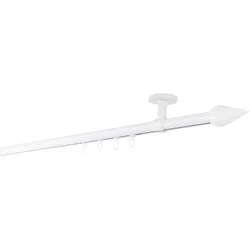 Ondeco Gardinenstange auf Maß Innenlauf 20mm Kegel 1-lauf Deckenträger 4cm mit Gleiter Farbe: Weiß, Größe: 240cm