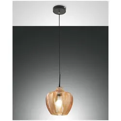 Fabas Luce Gallura Pendelleuchte E27 1x40W Metall und geblasenes Glas Amber