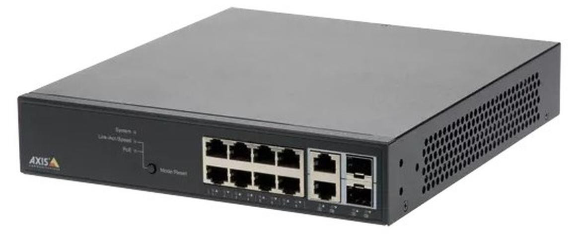 Axis T8508 PoE+ Netwerkschakelaar - 8 x 10/100/1000 PoE+ poorten en 2 x Combo Gigabit SFP uplink - 130 W