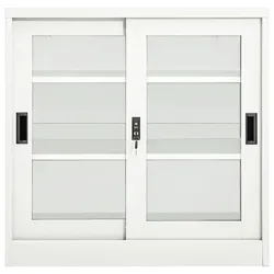 vidaXL Schrank mit Schiebetür Weiß 90x40x90 cm Stahl