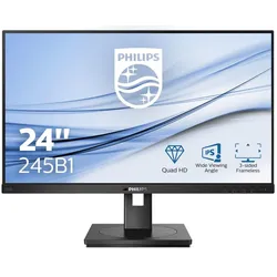 PHILIPS B-line 245B1, 23.8" 2560x1440, 4ms, IPS; 75 Herz, Audio 2x2W, DVI, HDMI, DP, USB-Hub 3.0, Pivot, Anwesenheitssensor, Lichtsensor, Picture-in-Picture