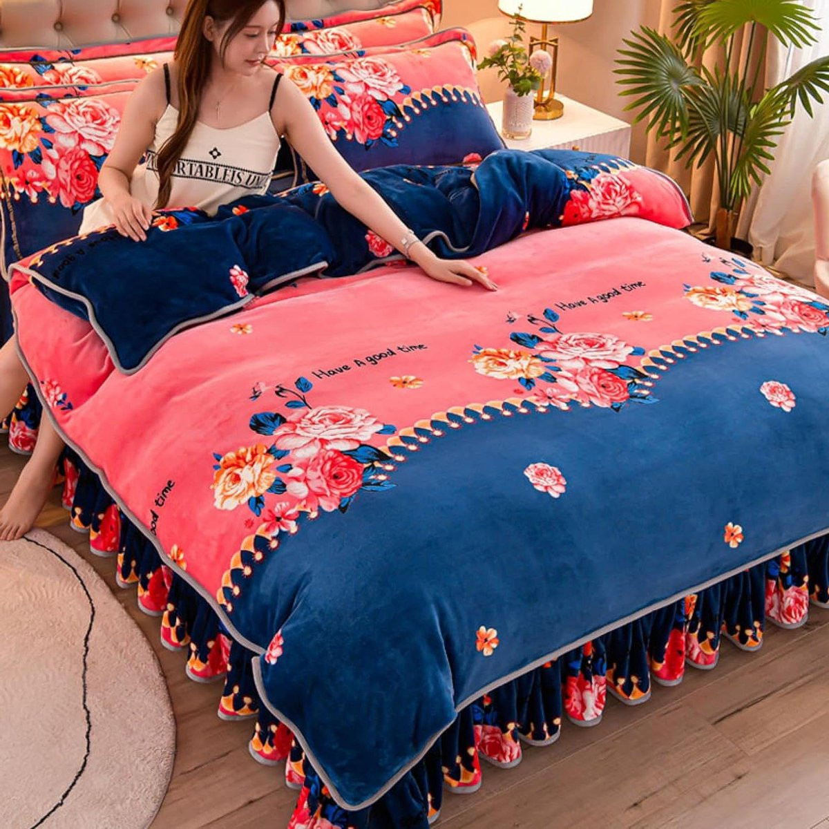 4-delige Kingsize Dekbedovertrek Set van Superzachte Teddy Fleece in Koraal