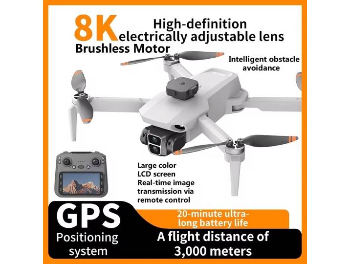 Drone L106 8K HD à double caméra, WIFI 5G FPV, moteur sans balais, évitement d'obstacles, avec écran, télécommande, drone quadrirotor, jouets, cadeaux