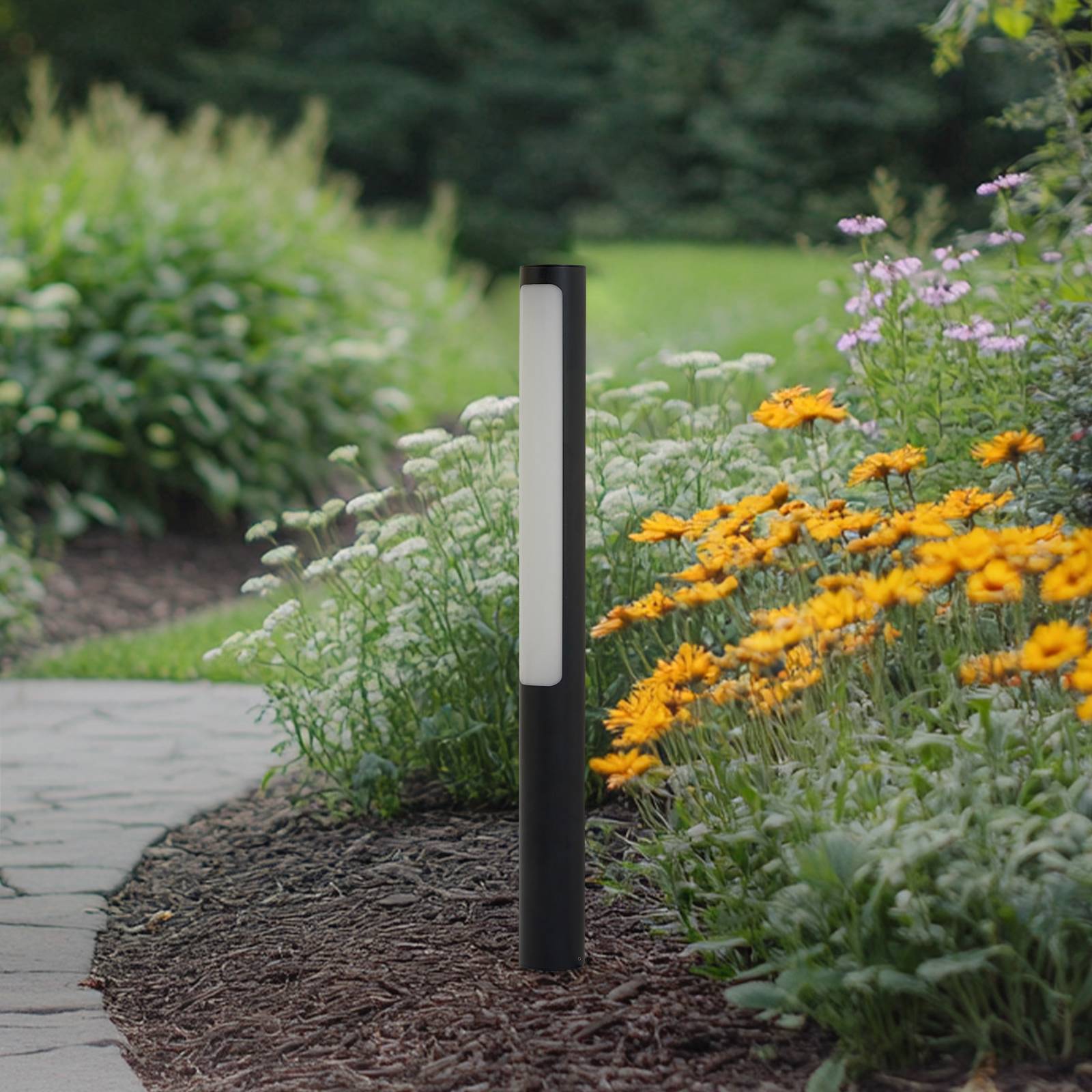 LED Pathway Light Tuberia Lucande, Black, Aluminium, Modern, Outdoor lights