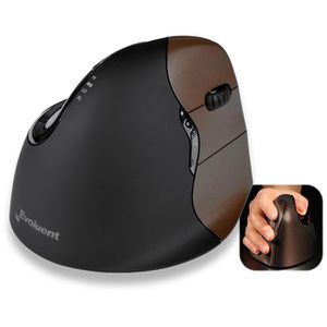 Evoluent Maus VerticalMouse 4 Small Wireless, 6 Tasten, 2600 dpi, kabellos, anthrazit / braun