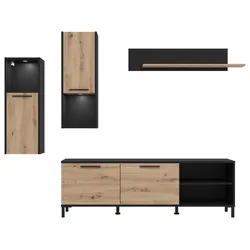 Wohnwand Adria Schwarz/Eiche Artisan