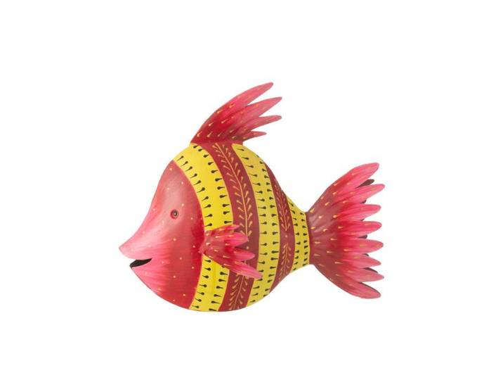 J-Line décoration Poisson - acier - rose/jaune - large