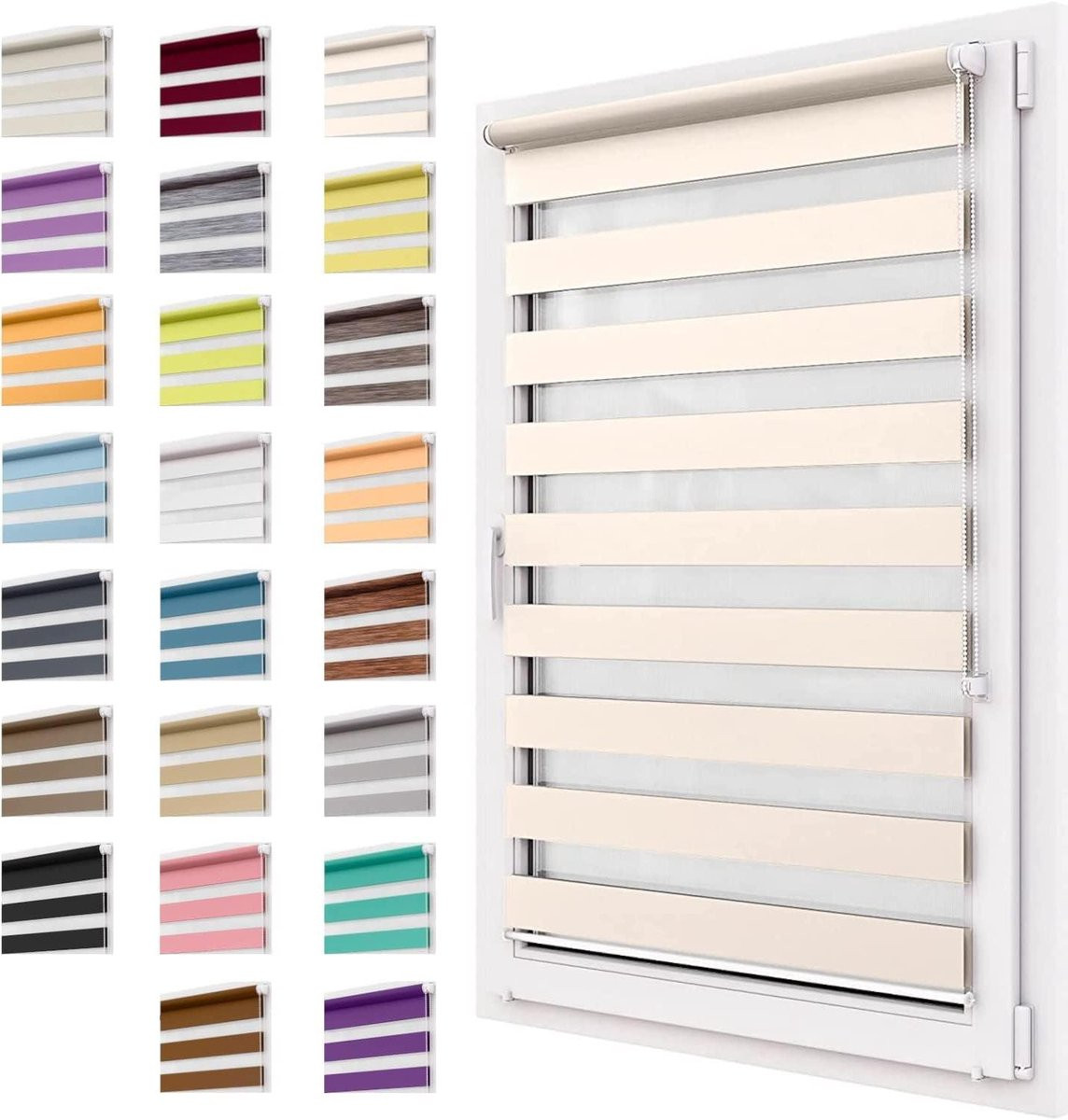Dubbel Rolgordijn Day and Night Beige - Breedte: 33 cm, Hoogte: 250 cm