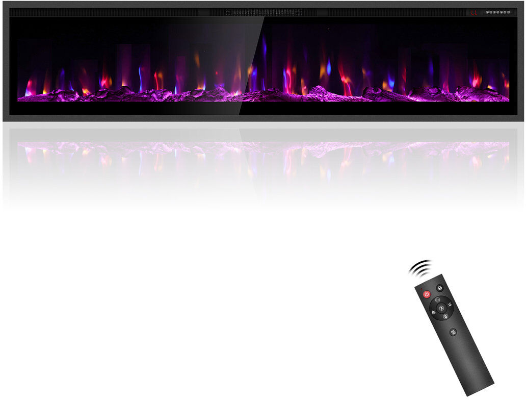17 Stories Black Electric Fireplace with 5120 BTU Black 46cm H x 173cm W x 11cm D