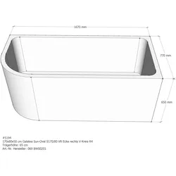 Badewannenträger passend für Galatea S 170/80 VR rechts 170 × 80 × 50 cm