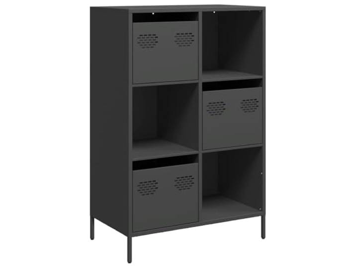 HKTMGDNG Highboard Schwarz 68x39x103,5 cm Stahl Beistellschrank Robuster Standschrank mit 3 Schubladen und 3 Fächern für Ordnung im Wohnzimmer oder Schlafzimmer.