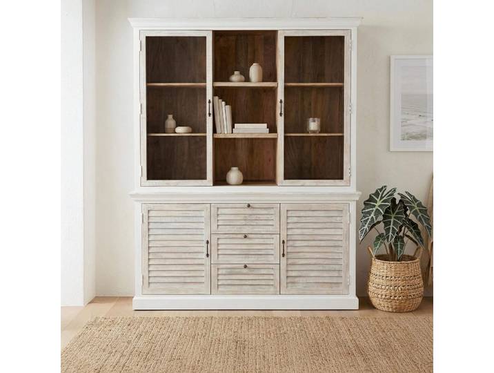 Buffet vaisselier en bois blanchi 180 cm - Sea side