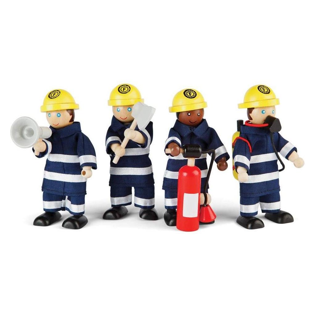 Bigjigs Tidlo Puppenhaus-Puppen aus Holz, Feuerwehrleute, 4-tlg. (T0117)