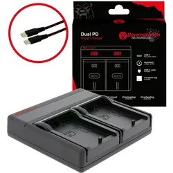 Berenstargh Dual PD Hyper Ladegerät f. Canon LP-E5 USB-C in/out Powerbankfunktion (Kamera Akku Ladegerät), Kamera Stromversorgung, Schwarz