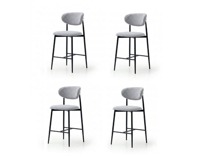 JVmoebel Barhocker 4x Barhocker Modern Stoff Komfortabel Grau Weich Bequem, Made in Europa