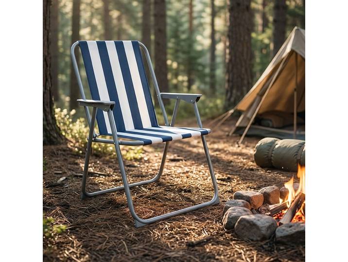 Camping Klappstuhl, blau/weiss