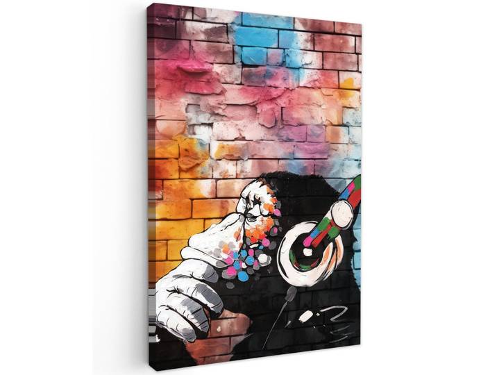 LEINWANDBILD Affe - Graffiti - Musik Wanddeko 40x60 cm