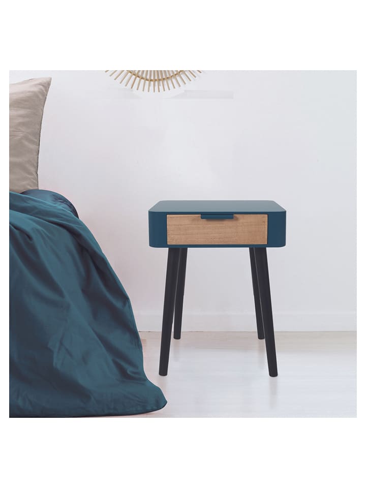 THE HOME DECO FACTORY Nachttisch in Blau - (B)35 x (H)48 x (T)35 cm - onesize