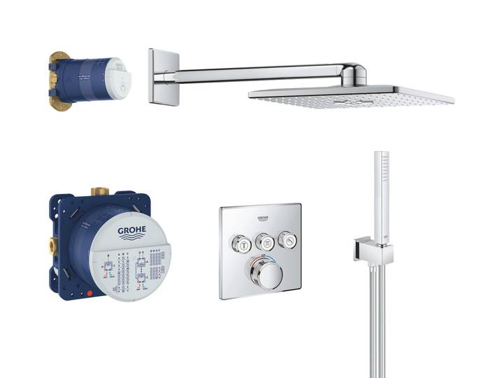 Grohtherm SmartControl Perfect set de douche avec Rainshower 310 SmartActive Cube + Grohe GrohClean offert (34706000)
