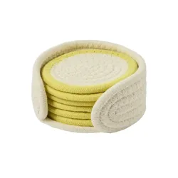 HOME STORY 6er Untersetzer   ¦ gelb ¦ Textil ¦ Maße (cm): H: 6  Ø: 11.0