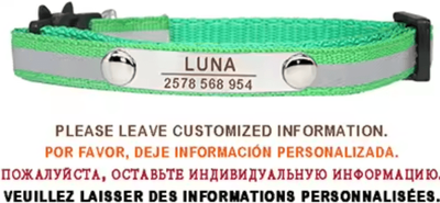 Inspire Curations SafeGlow Personalized Reflective Cat Collar c green 7 12 Inch