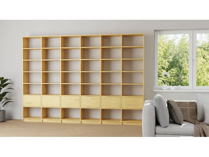 Bibliothèque large - Adaptez le design qui vous plaît en quelques minutes Hêtre Naturel huilé
