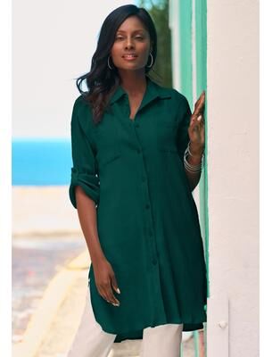 Plus Size Women's Gauze Mega Tunic by Jessica London in Emerald Green (Size 20 W)