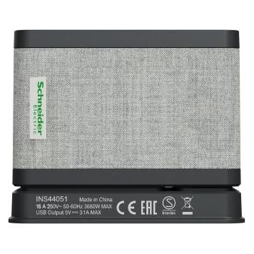 Schneider Electric Unica INS44050 power extension 1 AC outlet(s) Indoor Black, Grey (2 m, USB-A, USB-C) (INS44051)